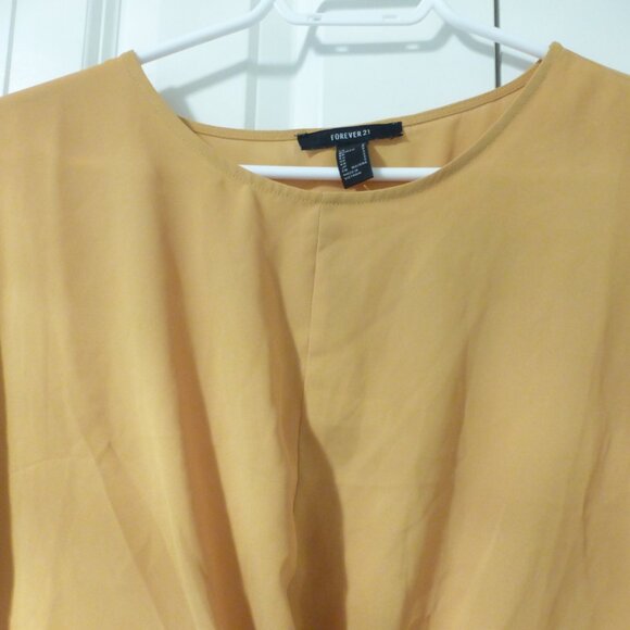 FOREVER 21 mustard yellow semi-sheer boxy sleeves top - Picture 6 of 7